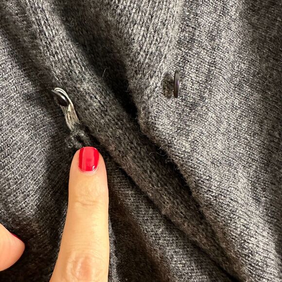 Monoreno Sweater Womens Large Gray Knit Rabbit Fur Blend Wrap Cowl Neck - Picture 3 of 6